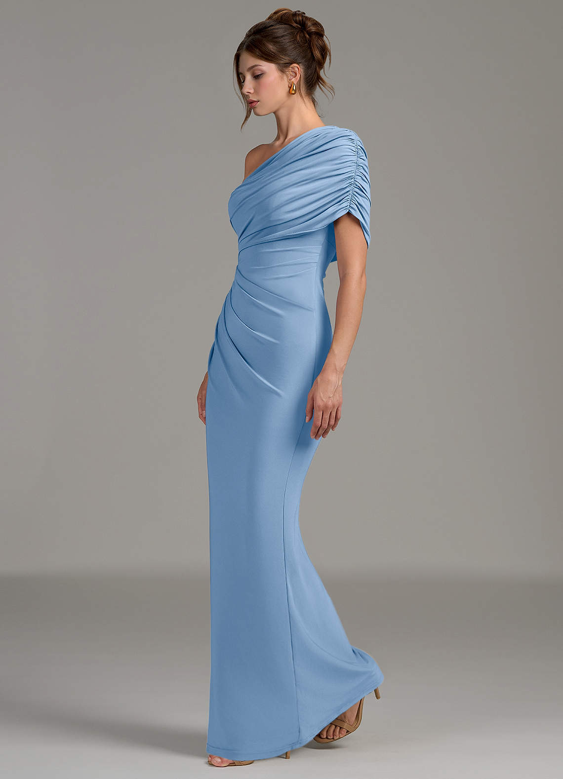 jersey material bridesmaid dresses Azazie Essence mismatched jewel tone bridesmaid dresses