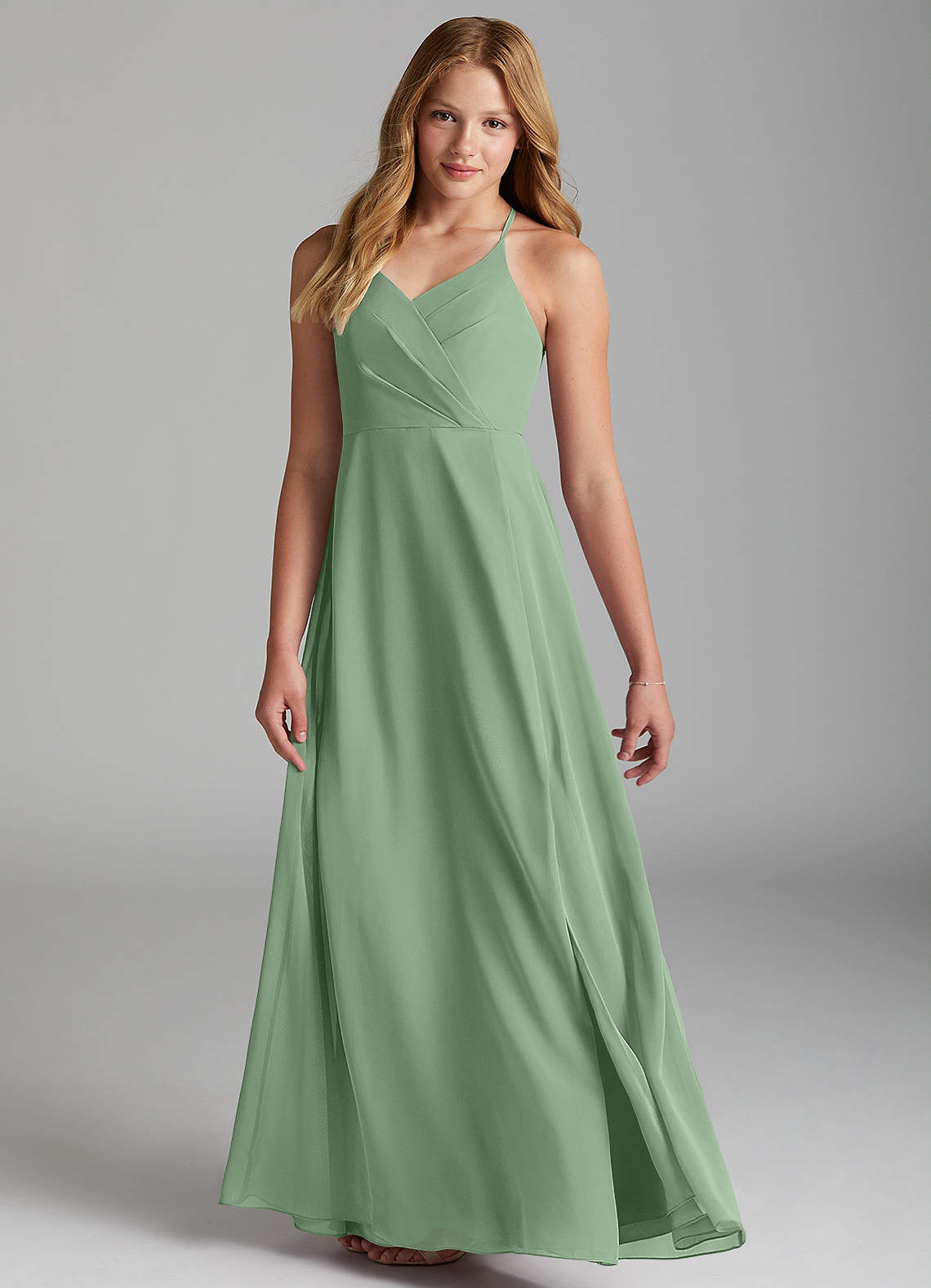Azazie Davis Junior Jurk van Chiffon met A-Lijn Matcha image1