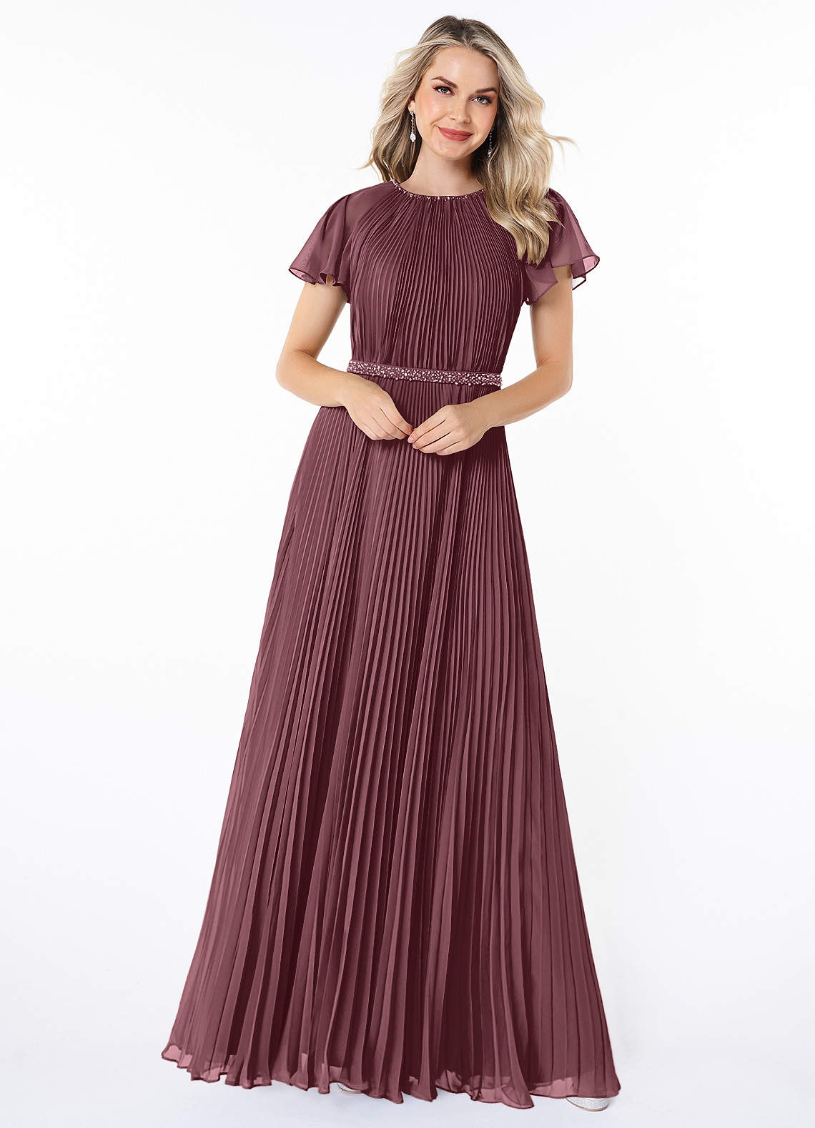Azazie Kara Final Sale A-Line Pleated Chiffon Floor-Length Dress image3