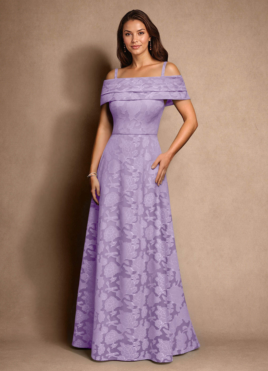 Azazie New Britain Mother of the Bride Dresses Lilac A-Line Pleated Floral Burnout Dress image3