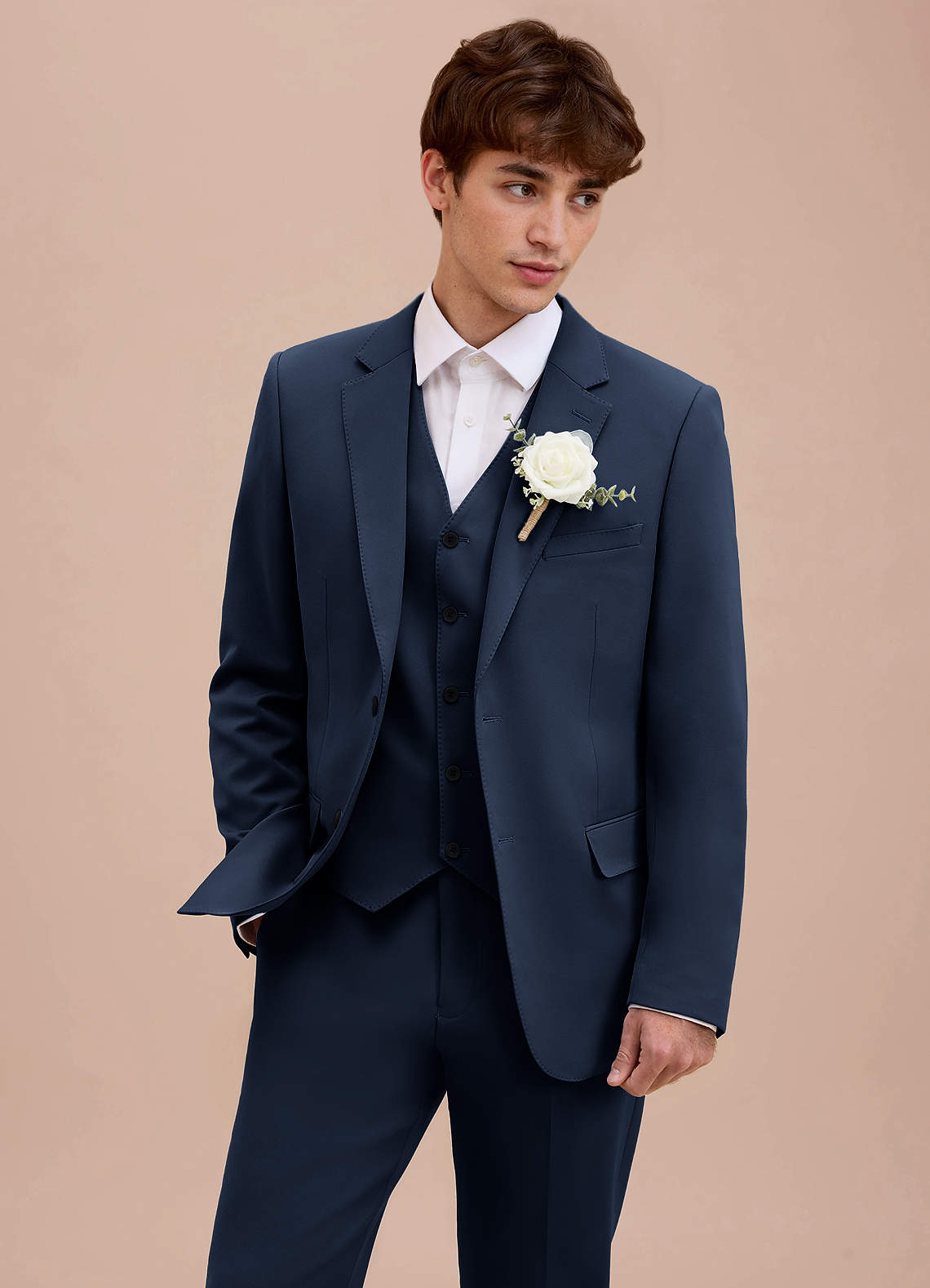 front Ethan Dark Navy Refined Weave 3-piece Suit