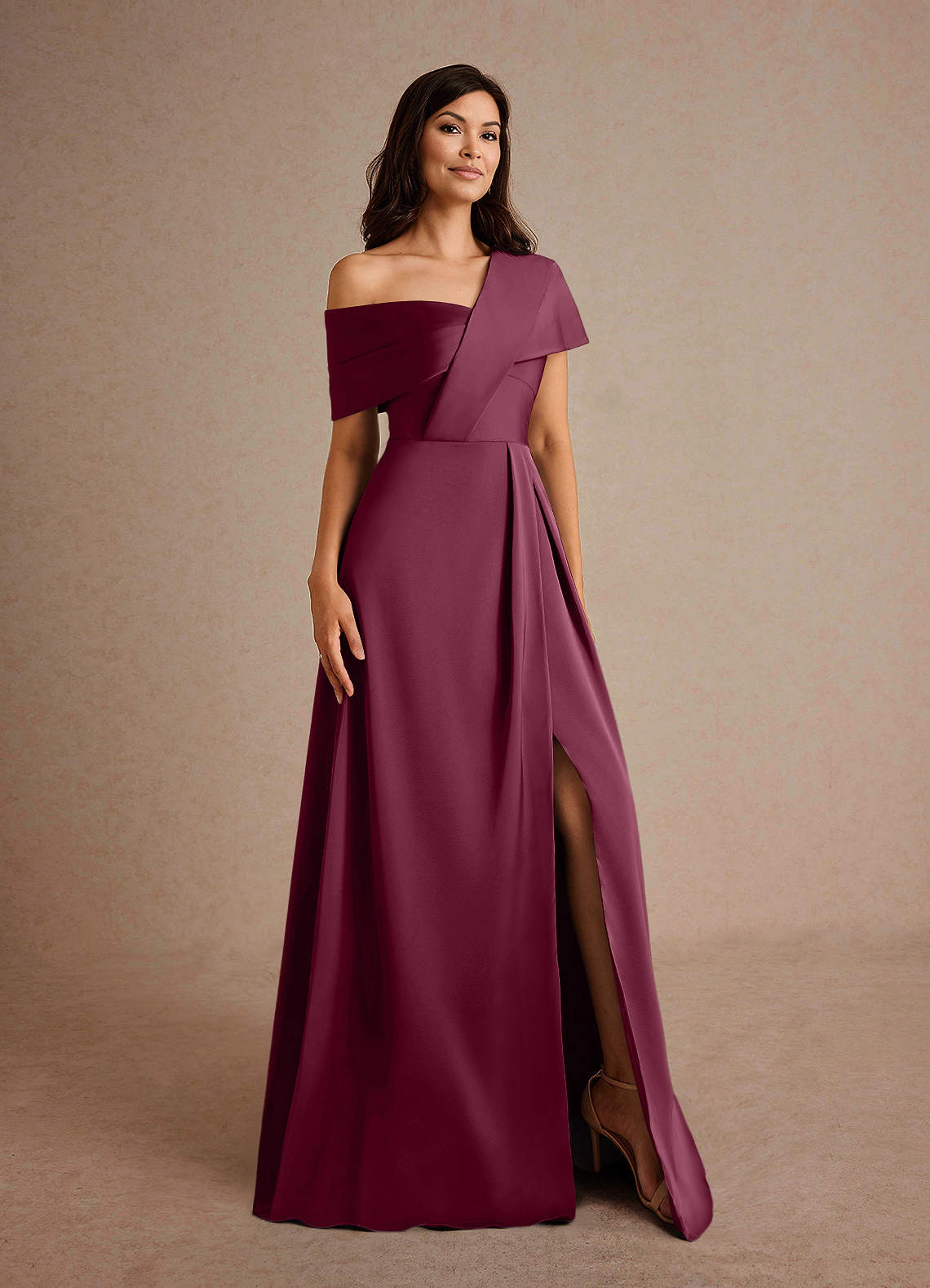 Azazie Milton Abiti per la Madre della Sposa Abito A-Line in Raso Elasticizzato Plissettato Gelso image7