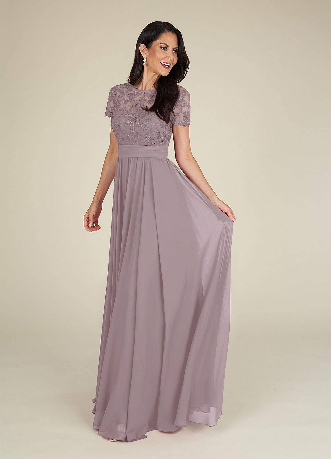 Azazie Annette Mother of the Bride Dresses Dusk A-Line Lace Chiffon Dress image1