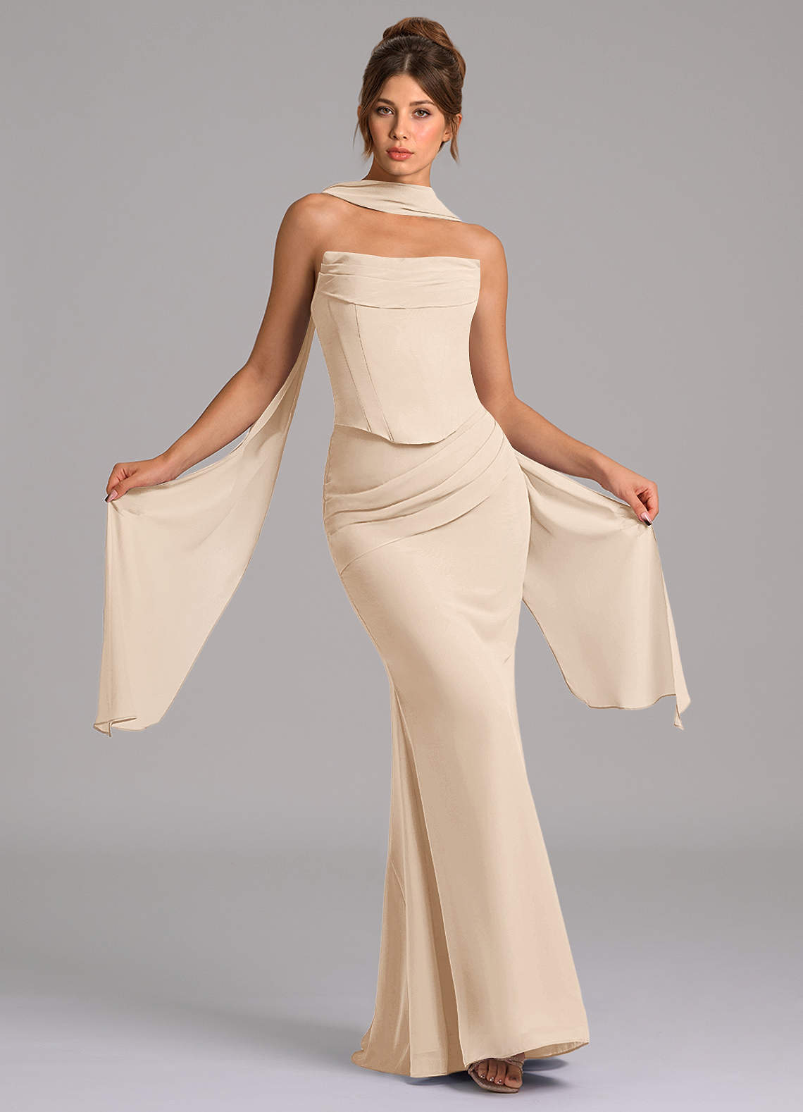 azazie white alabaster bridesmaid dress Azazie Maci
