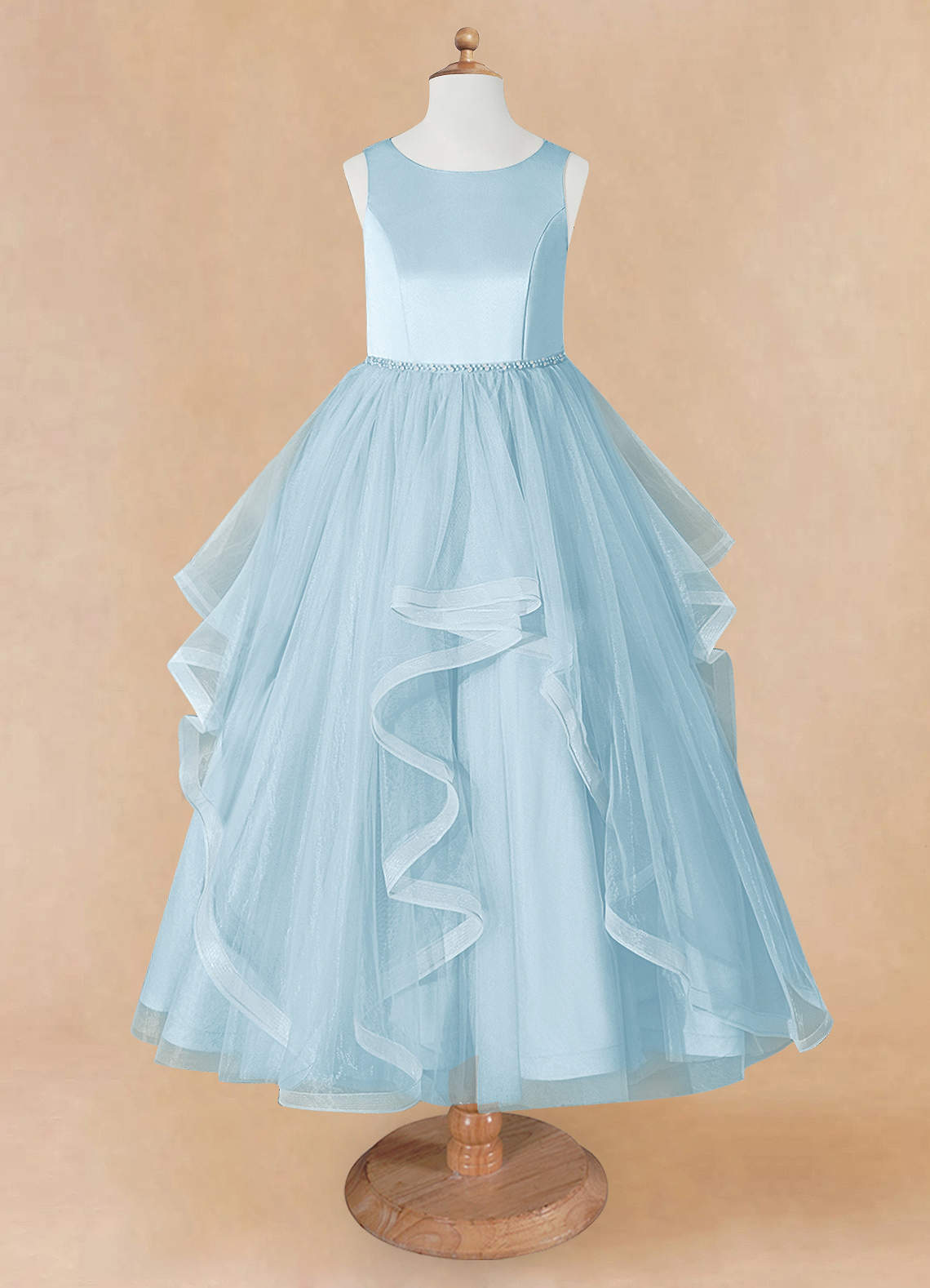 Azazie Sofia Sky Blue A-Line Beaded Tulle Dress | Azazie AU
