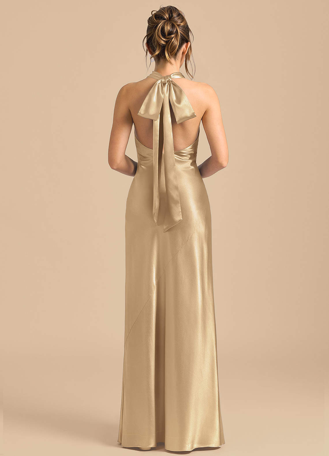 champagne halter neck bridesmaid dress Element Halterneck Maxi Dress Champagne– Selfie Leslie