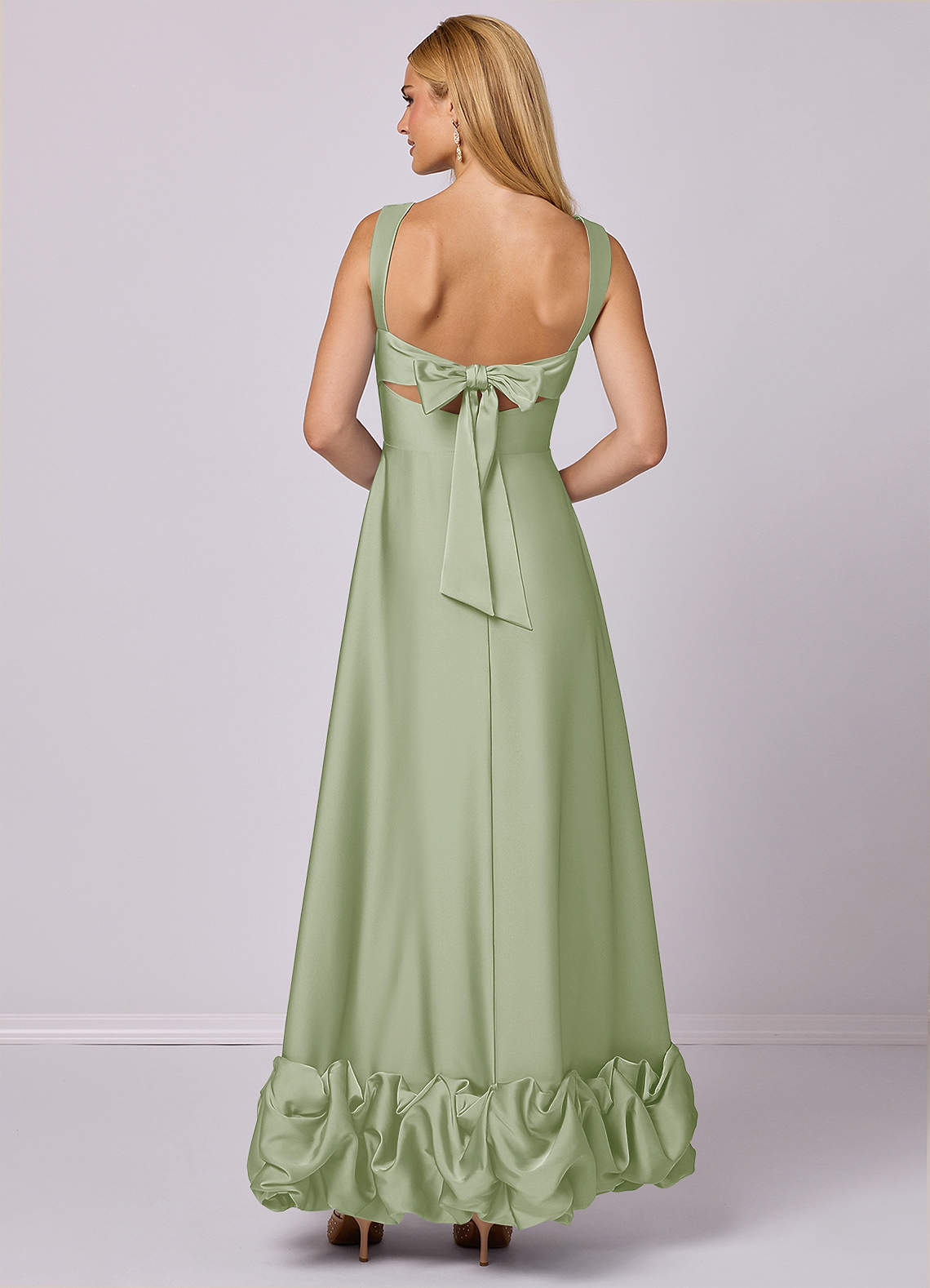 Barbie ♥ Azazie Bridesmaid Dresses A-Line Stretch Satin Ankle-Length Dress with Pockets image1