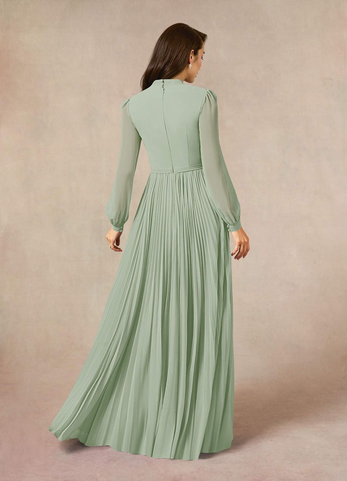 Azazie Adellah Mother of the Bride Dresses Dusty Sage A-Line Pleated Chiffon Dress image2
