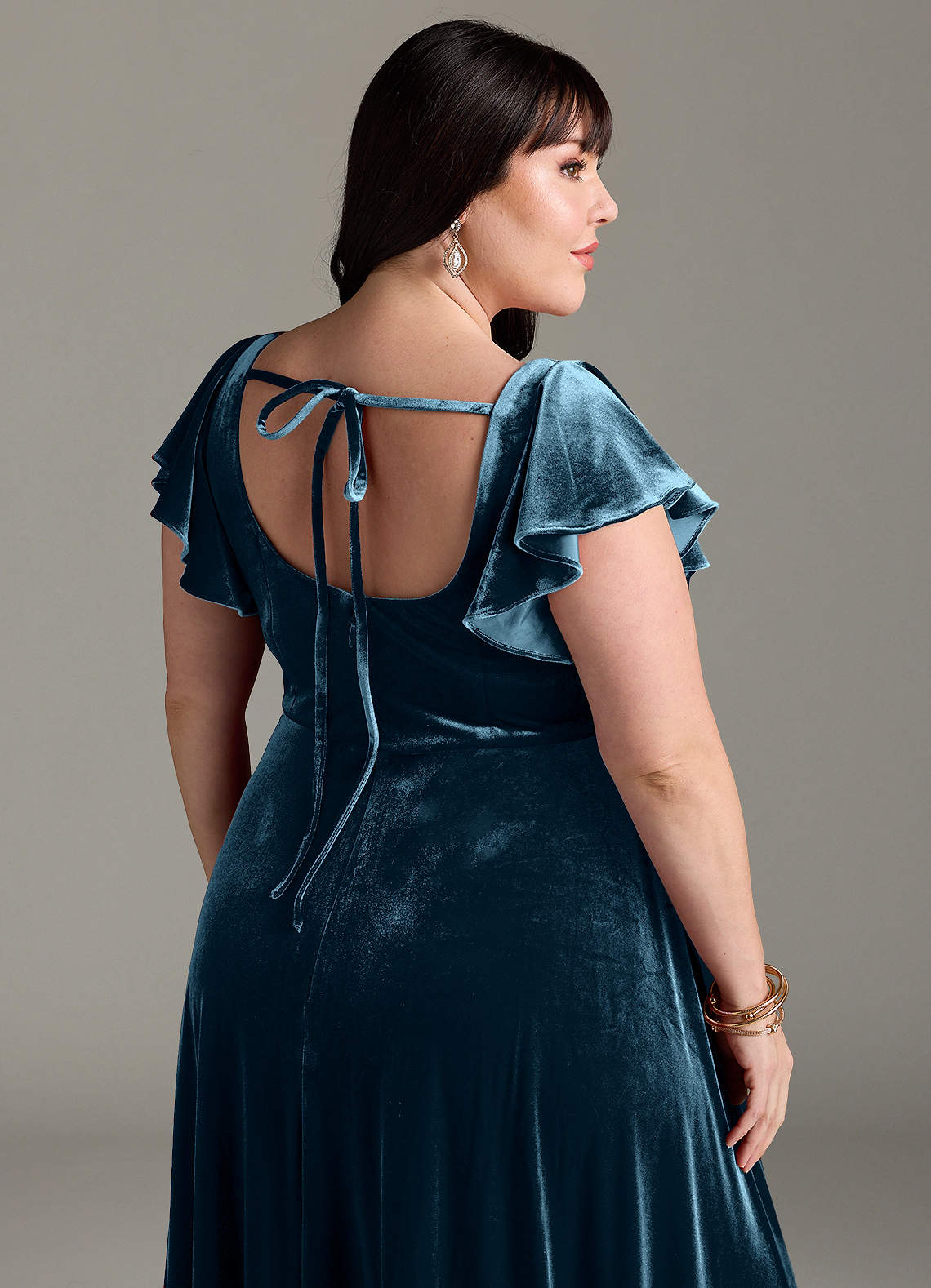 blue dress for baby girl Dusty Blue A-Line Off The Shoulder Long Chiffon Boho Bridesmaid Dress Dusty Blue / 8 main image 1