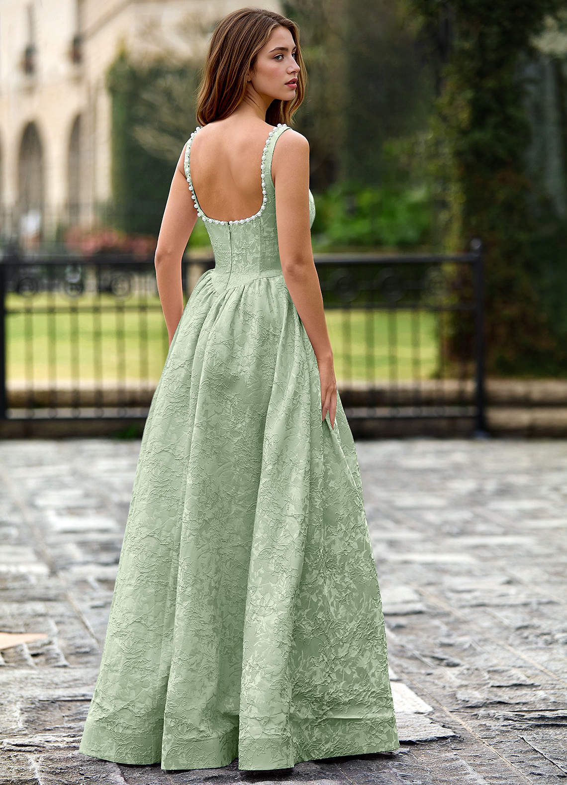 thyme bridesmaid dress Azazie 2026 Beading A-Line Prom Dress Sage Gown