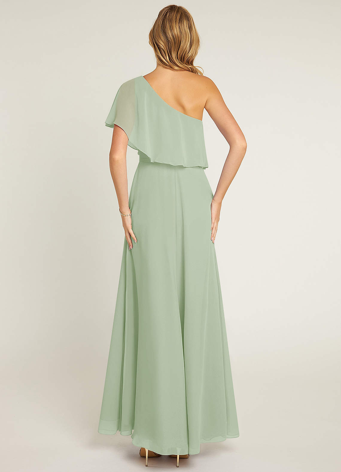 Azazie Lizzy Ready to Ship Dusty Sage Chiffon Bridesmaid Dresses | Azazie