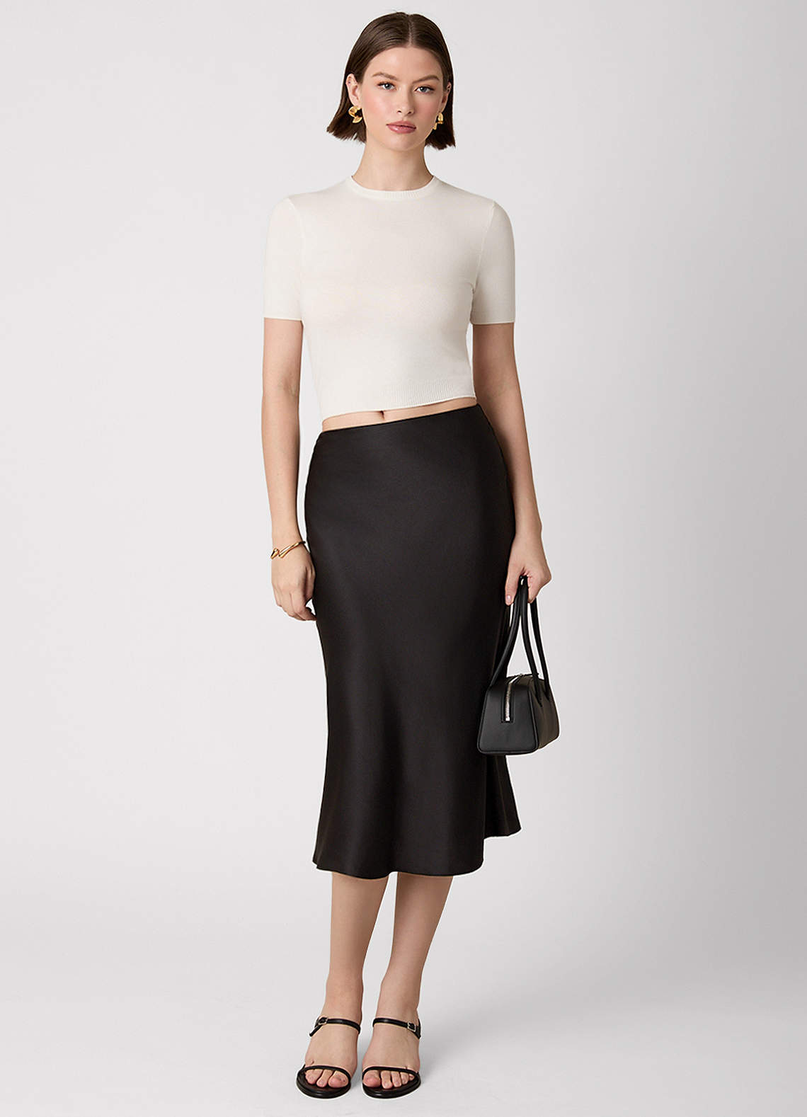 front Anjani 100% Washable Silk Midi Skirt
