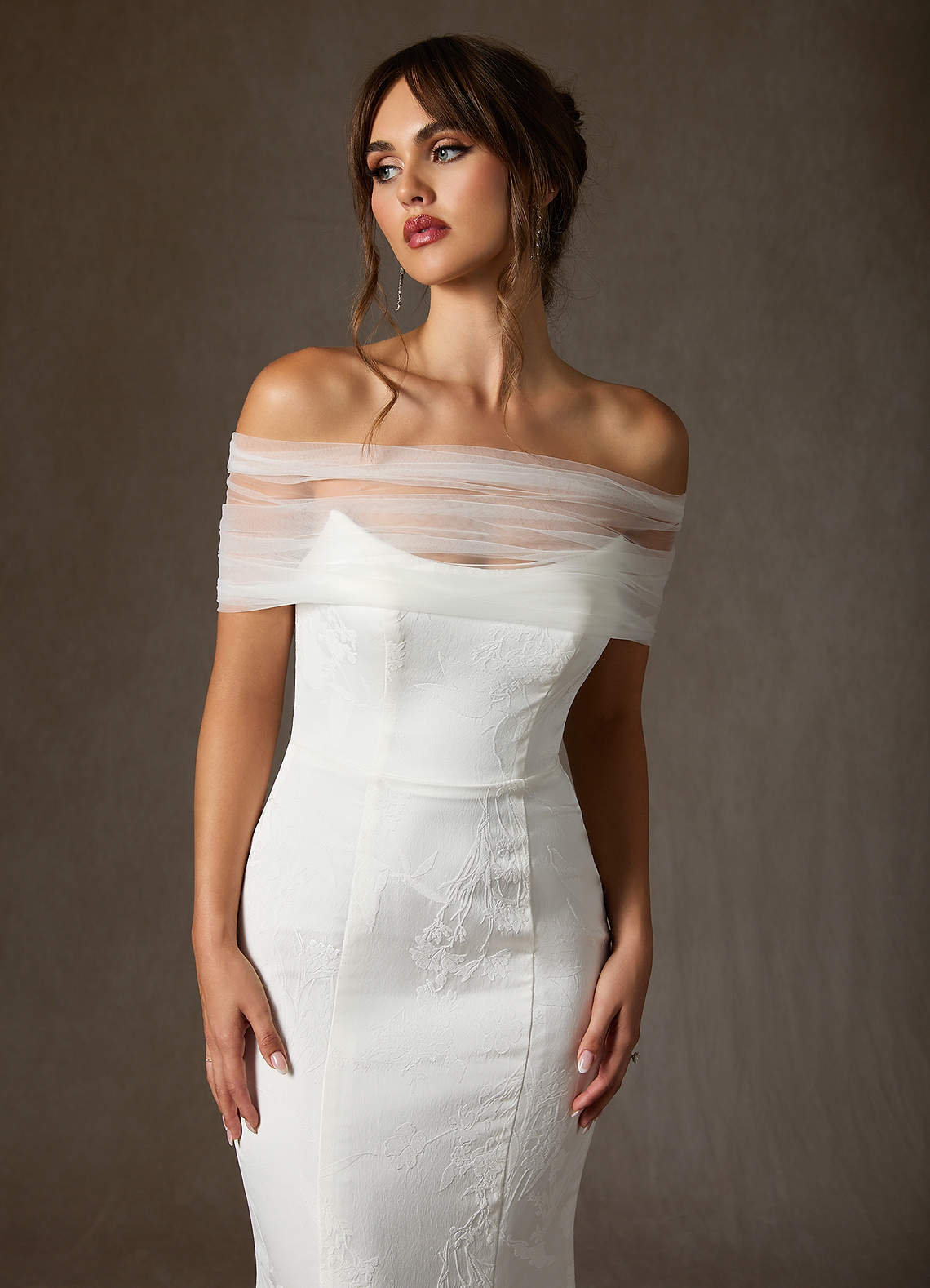 Ruched Tulle Off-Shoulder Wrap Topper | Azazie