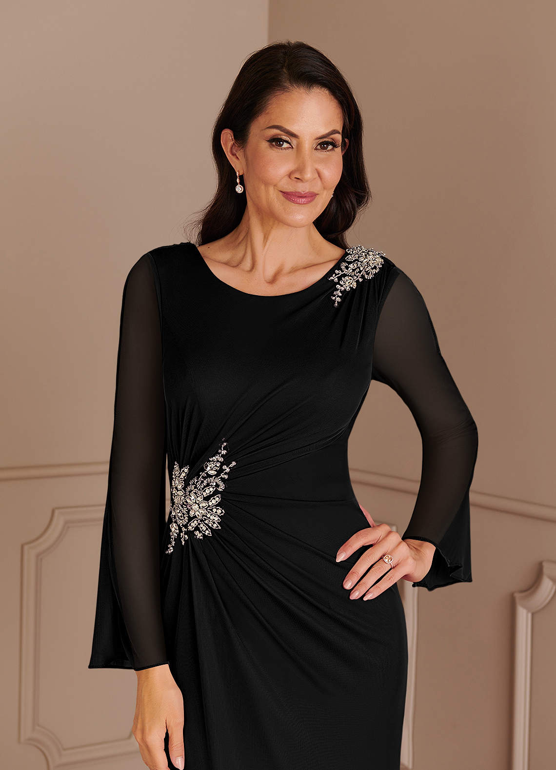 Mermaid Sequins Lace Dresses with Train Black