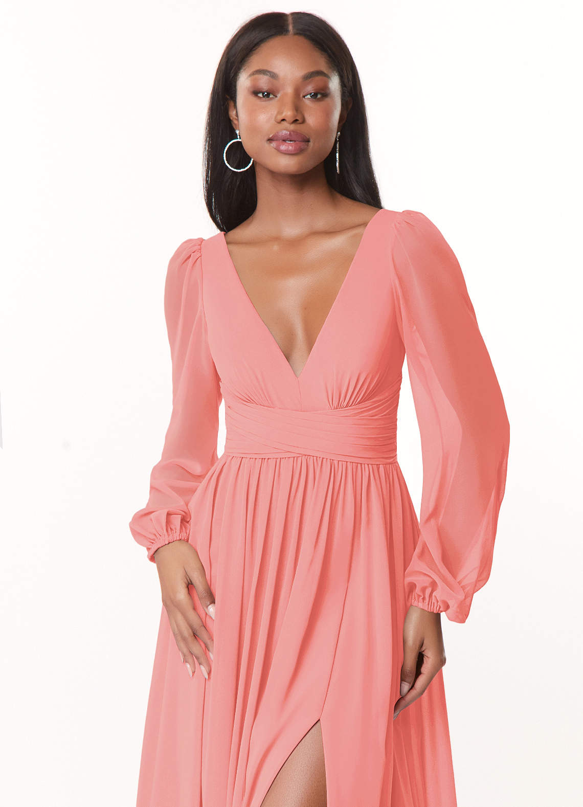 Coral v neck dress best sale