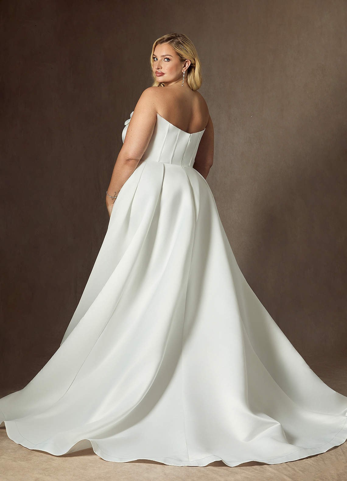 Azazie Katalina Wedding Dresses Diamond White Ball-Gown Strapless Satin Dress image11
