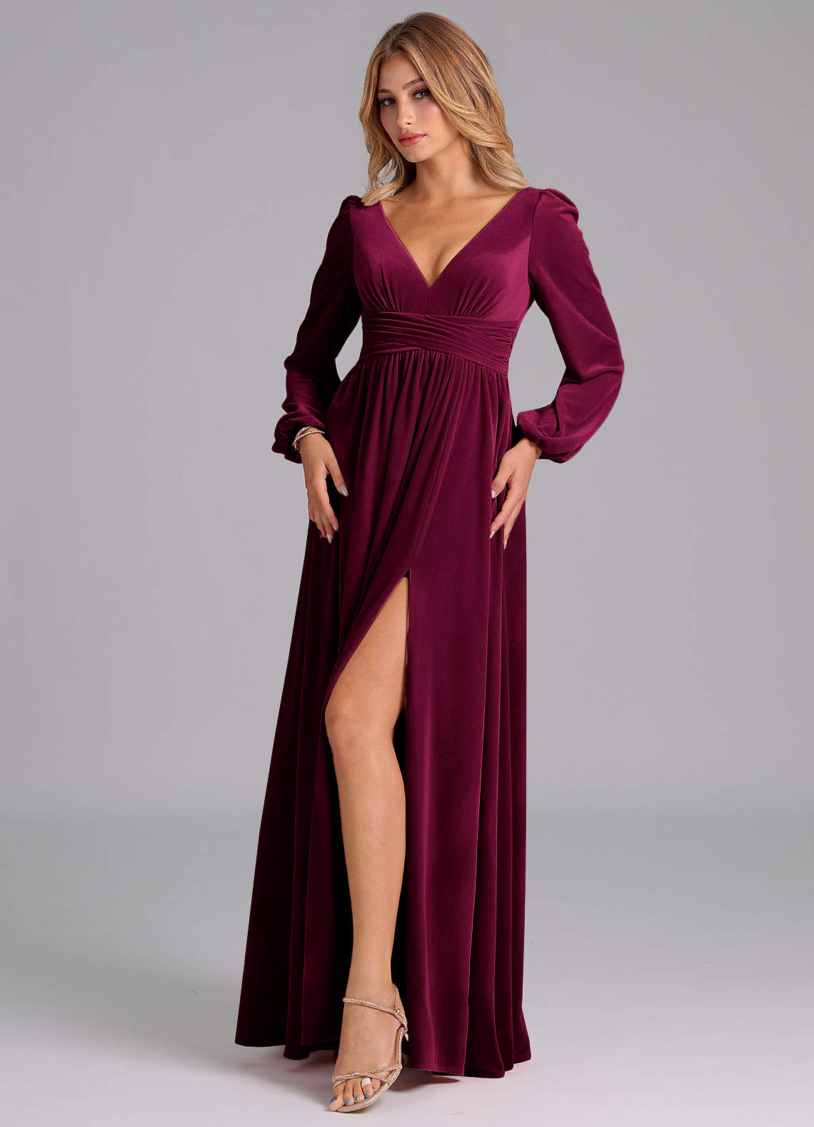 velvet cabernet bridesmaid dress Azazie Norah Dresses Size:12month Carter brand This sleek Long Prom Dress One Shoulder Grey Pleated A Line