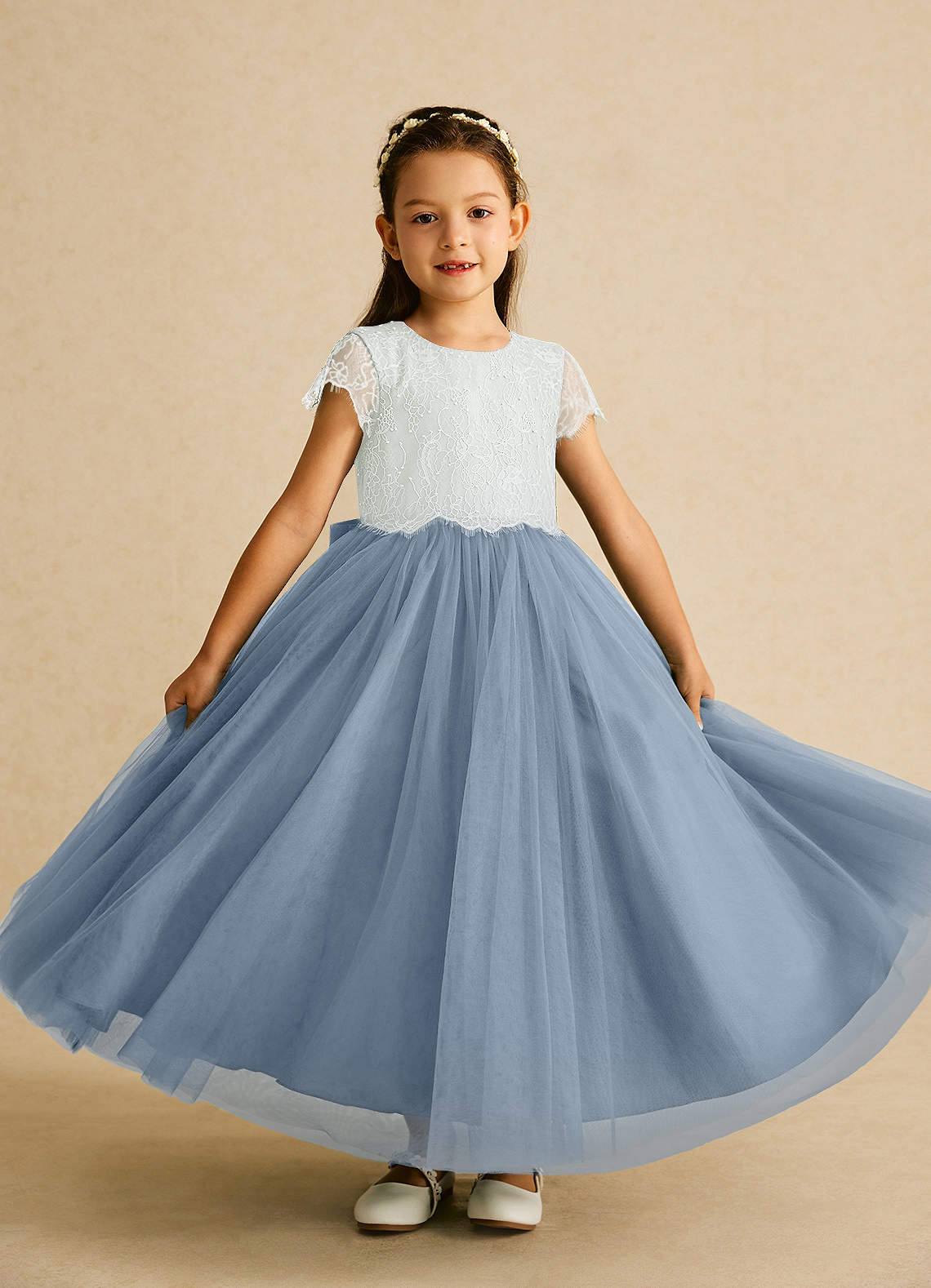 Azazie Bumblebee Flower Girl Klänningar Klänning A-Linje i Tyll Spets image1