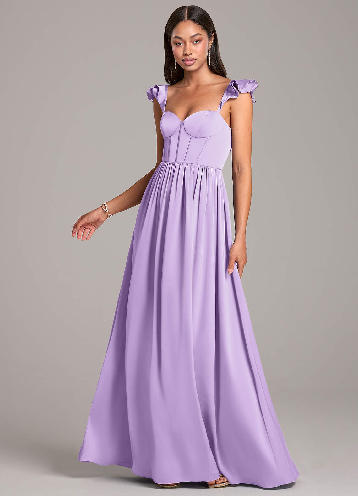 ruched lilac dress ASOS DESIGN mesh draped blouson long sleeve maxi dress with ruched skirt in lilac