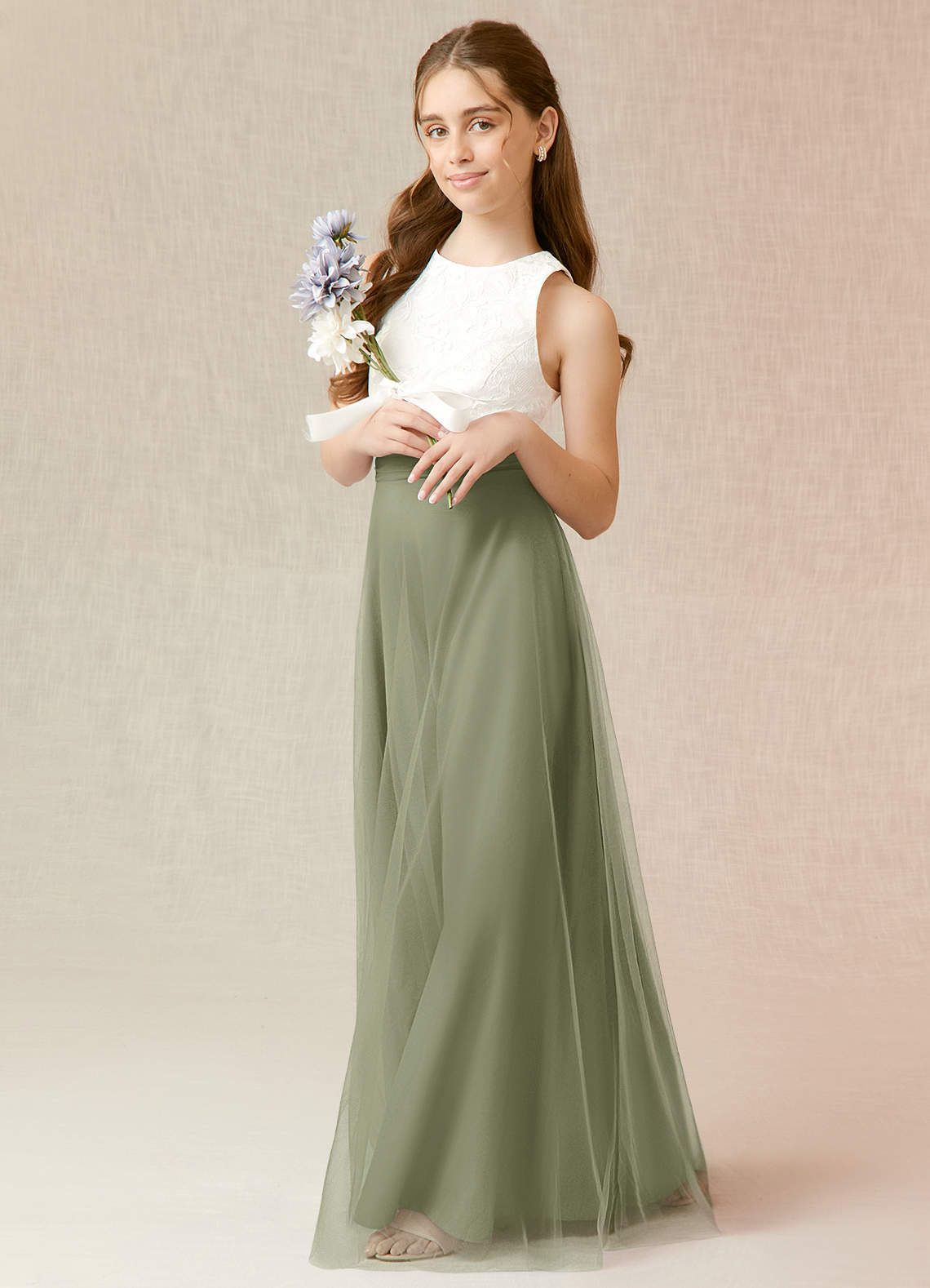 lace jr bridesmaid dresses Cicinia Junior Bridesmaid Dress with Halt Sleeves, Brown