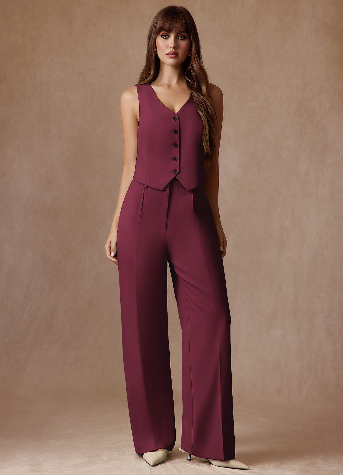 front Rowan Burgundy Refined Weave Performance pants