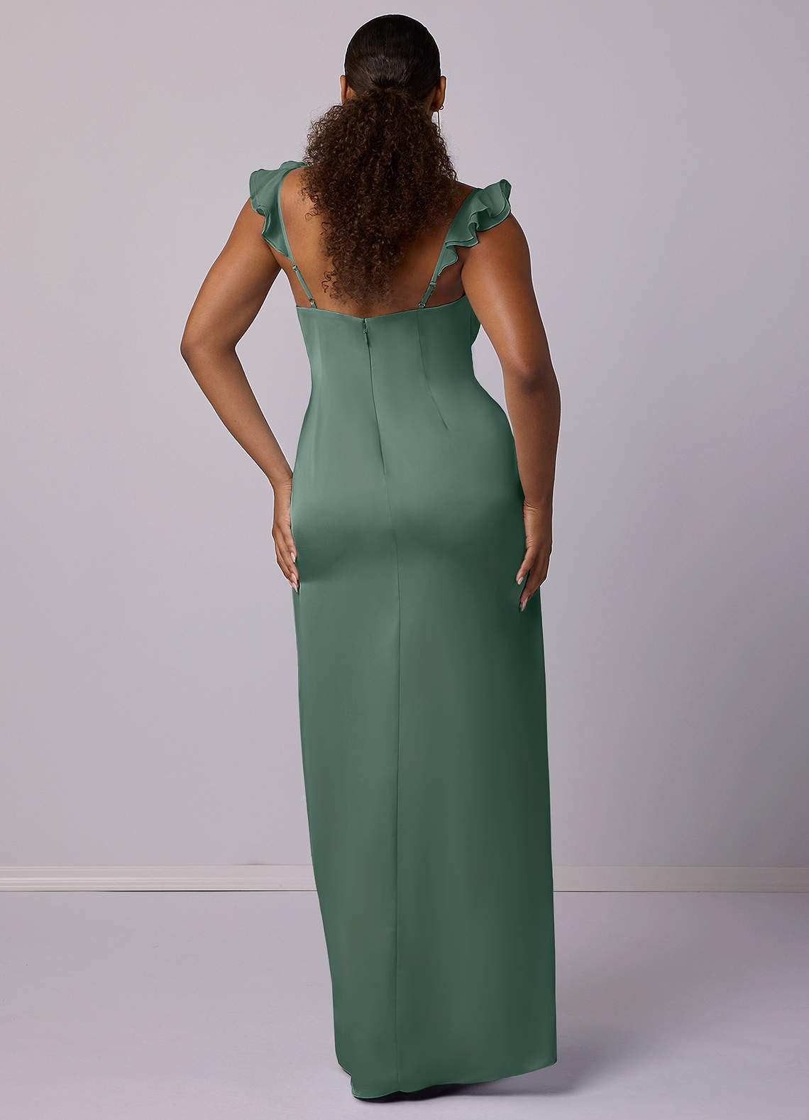 Barbie ♥ Azazie Bridesmaid Dresses Sheath Stretch Satin Floor-Length Dress image6