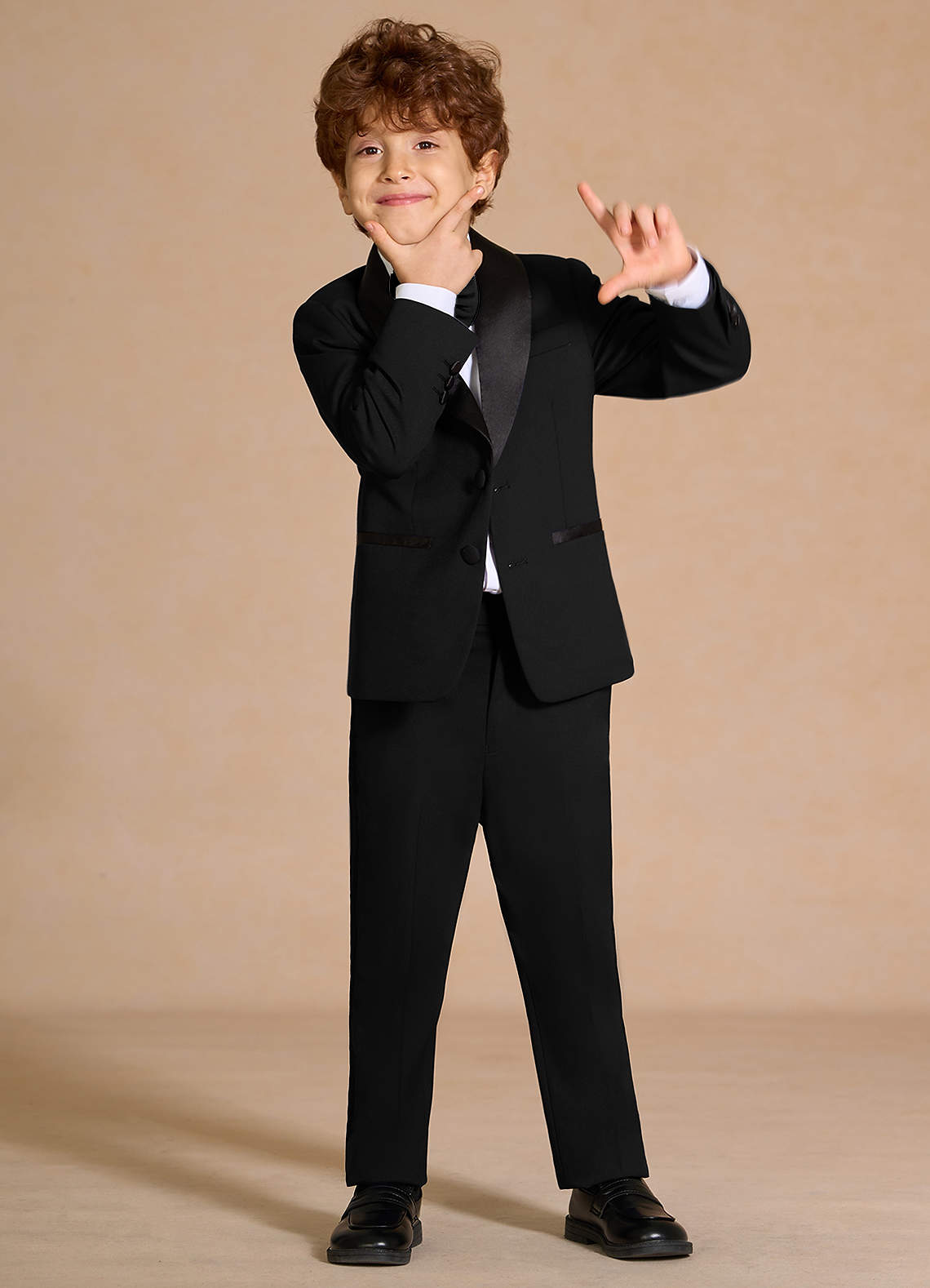 front Lucas Black Boys Shawl Lapel Tuxedos