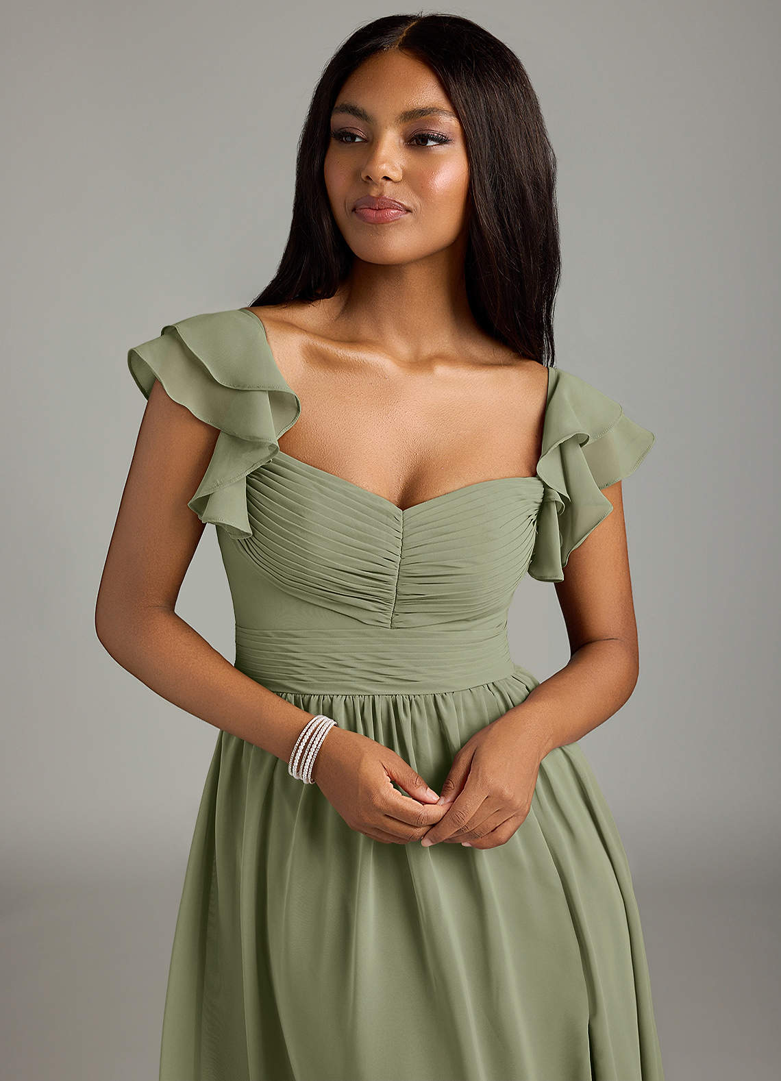 Azazie Anaya Bridesmaid Dresses Pistachio A-Line Sweetheart Neckline Chiffon Dress image5