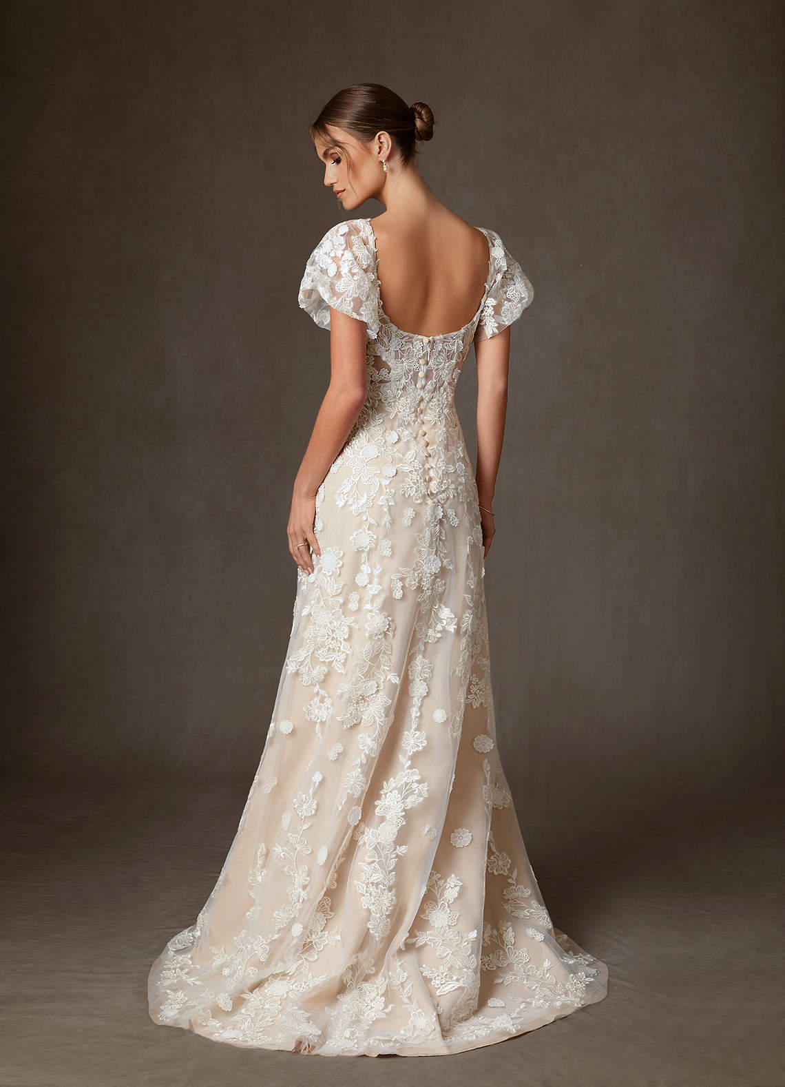 Azazie Vivienne Wedding Dresses Diamond White Champagne A-Line Sweetheart Lace Dress image6