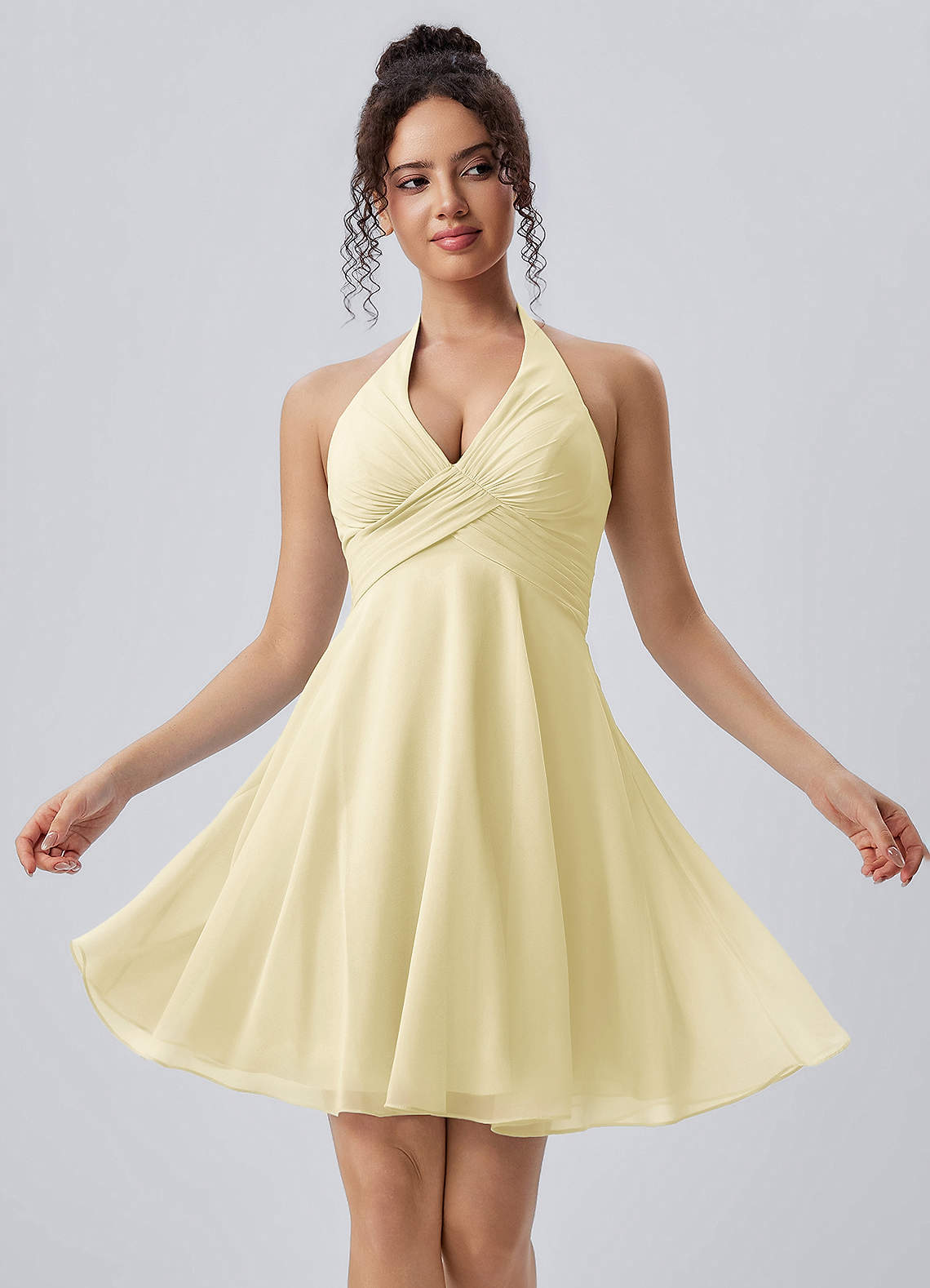 yellow chiffon mini dress Joviannelle Butter Halter Hand Ruched Chiffon scarf Zapaka Women Sparkly Purple DapperDay or toss it over Option:20/BX | Size : 9 mm Diameter x 6