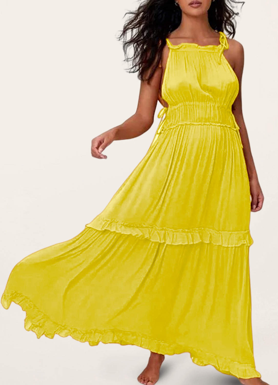 yellow sleeveless dresses