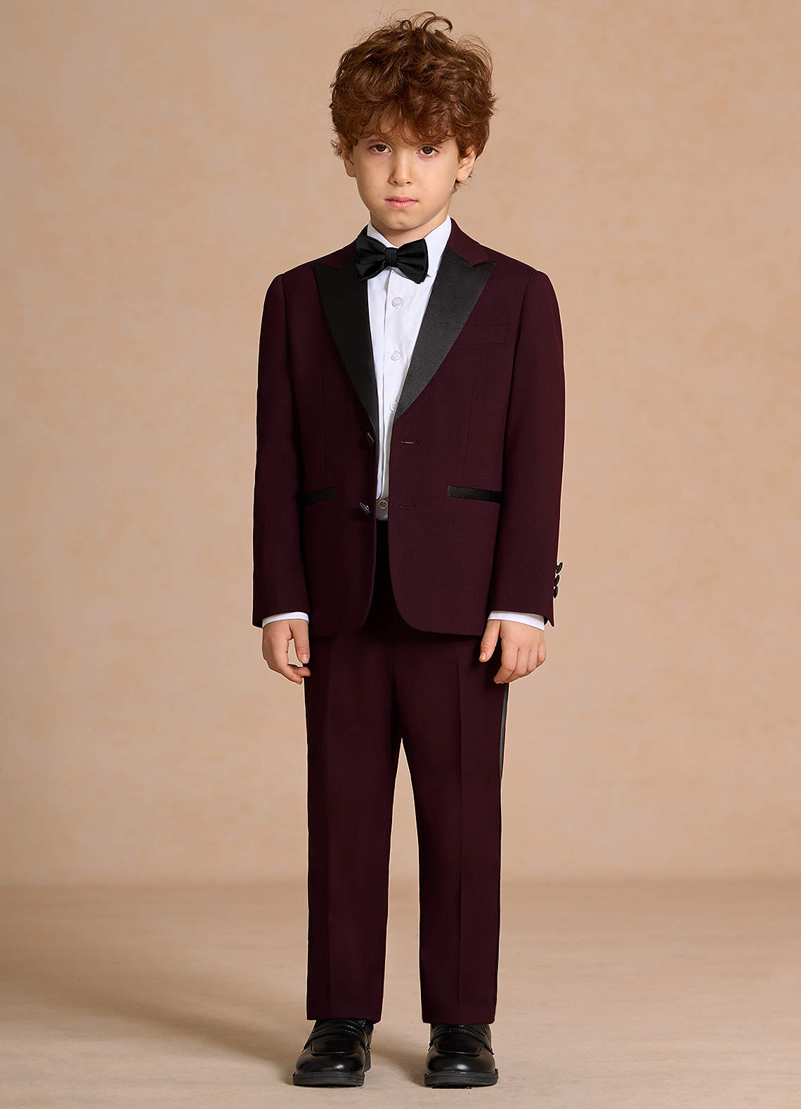 front Michael Burgundy Boys Peak Lapel 2-Piece Tuxedos
