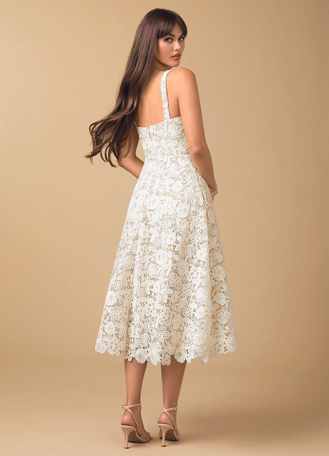 Elisa White Lace Midi Dress image1