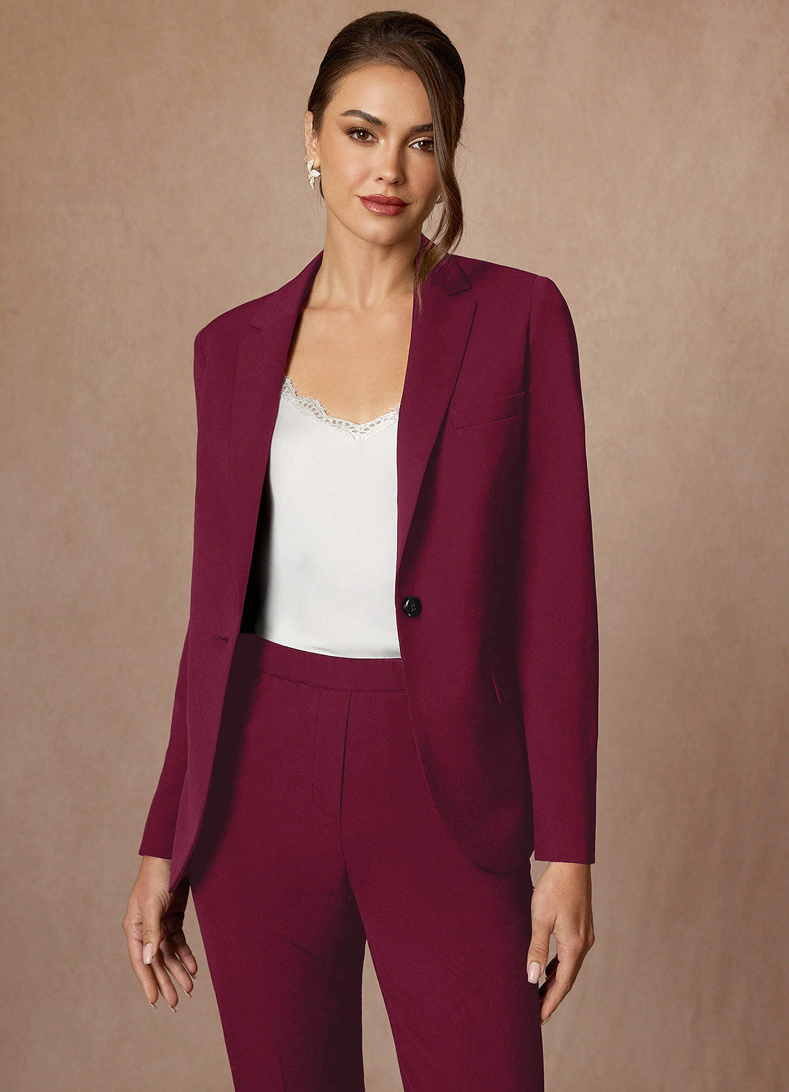 front Kennedy Burgundy Refined Weave Performance Pants Suit