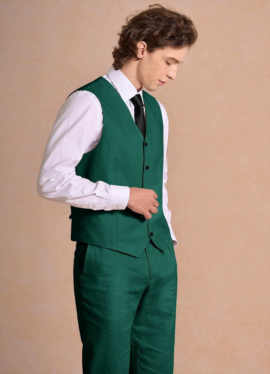 front Harrison Esmeralda Colete de linho 100%