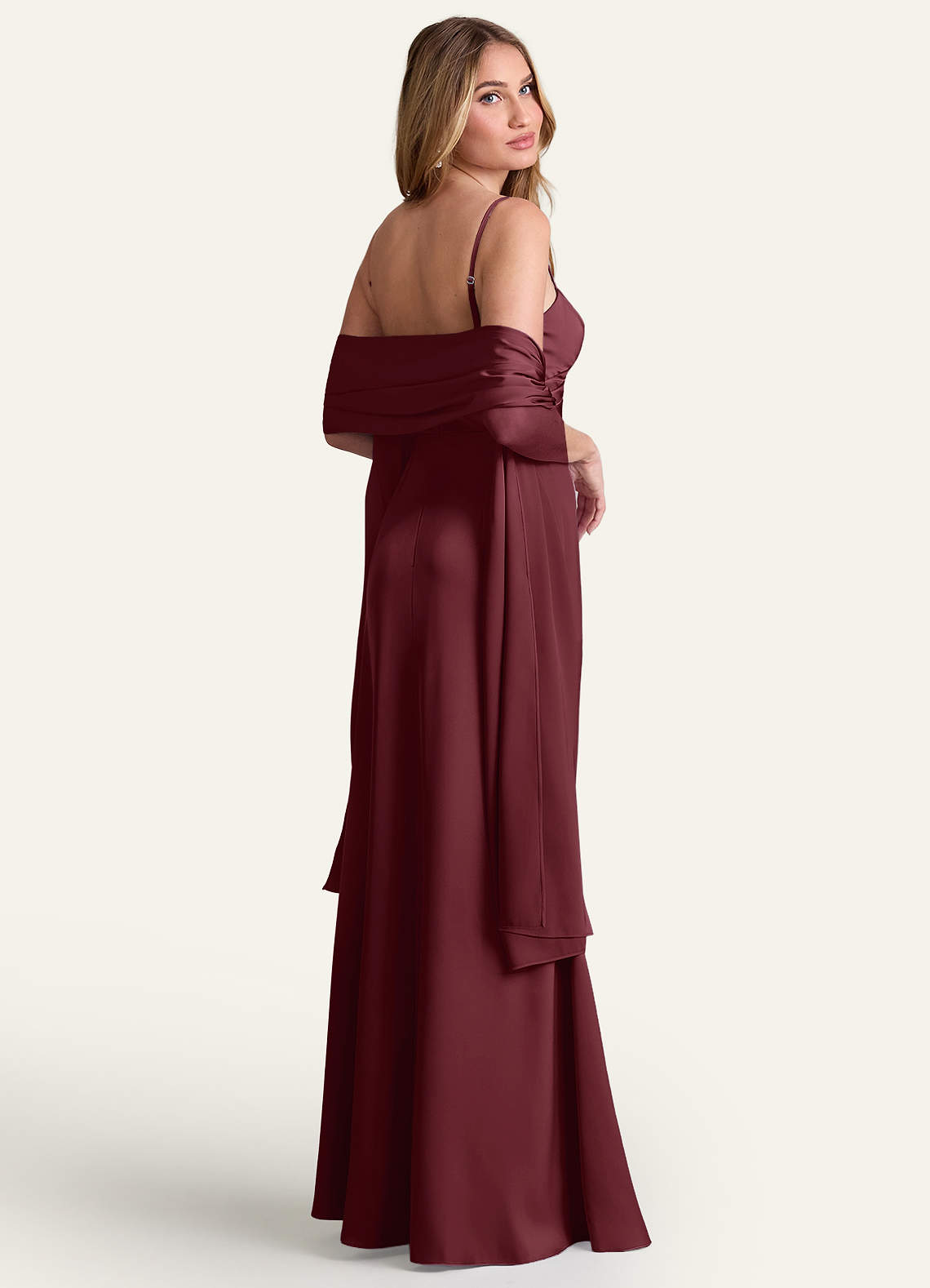 front Azazie Matching Color Stretch Satin Shawl