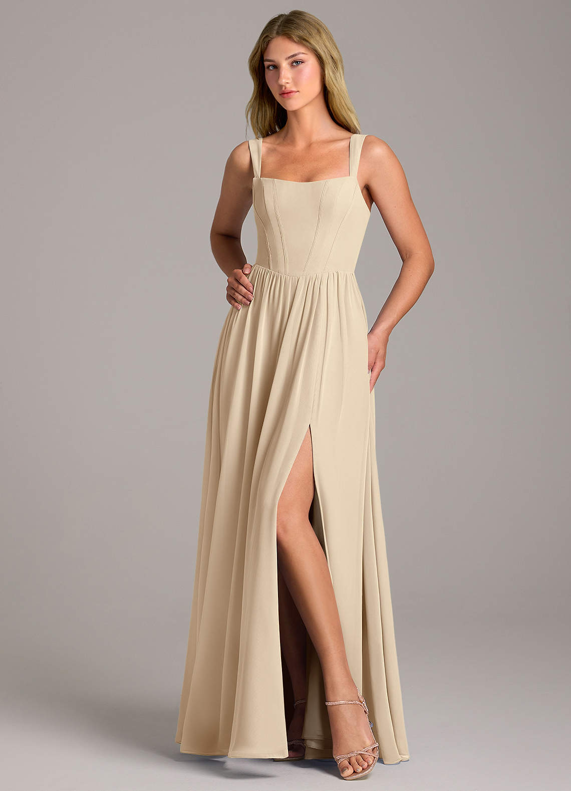 chiffon high low bridesmaid dresses B193006 Sweetheart Neckline Poly Chiffon with Lace High-Low Bridesmaid Dress