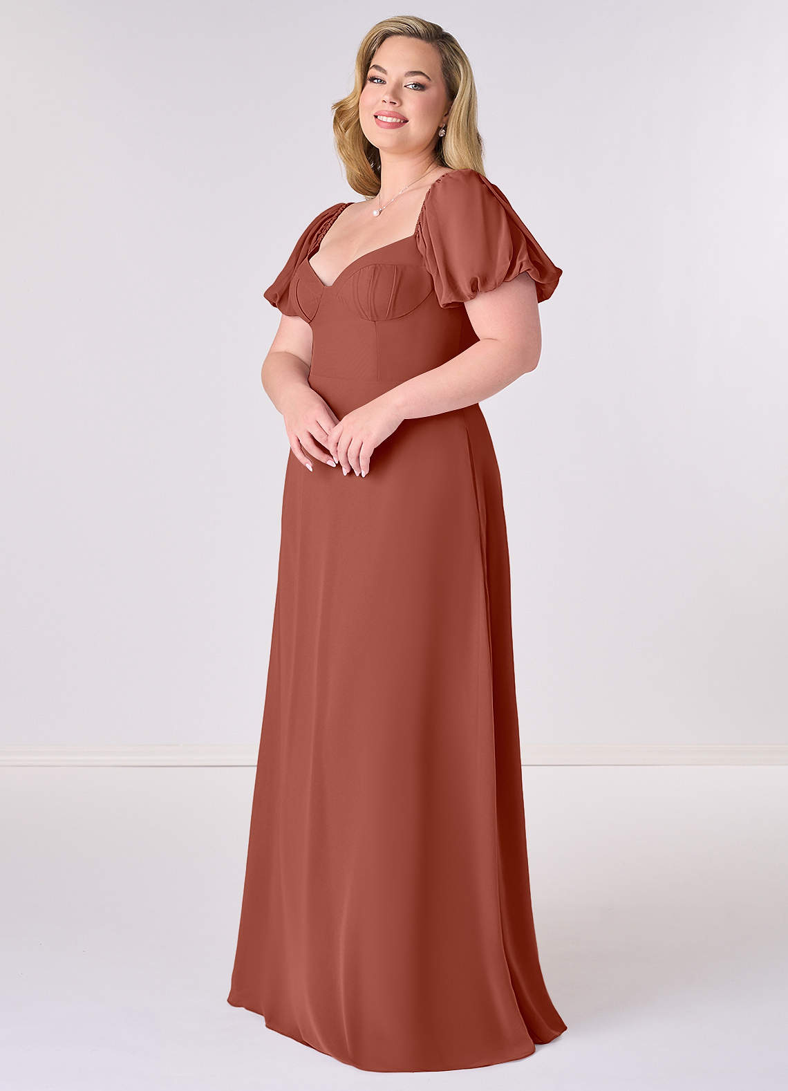 Barbie ♥ Azazie Bridesmaid Dresses Auburn A-Line Pleated Chiffon Dress image8