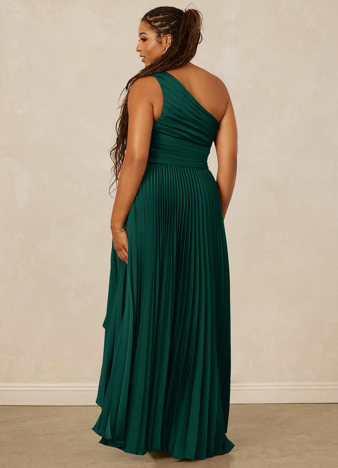 Christian Siriano Bridal for Azazie 1008 Bridesmaid Dresses Emerald A-Line One Shoulder Stretch Satin Dress image9
