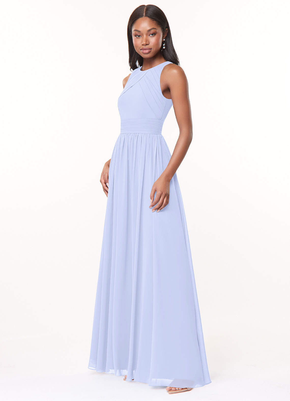 Azazie Plus Size A-Line Scoop Neck Floor-Length Chiffon Bridesmaid Dresses - Lavender