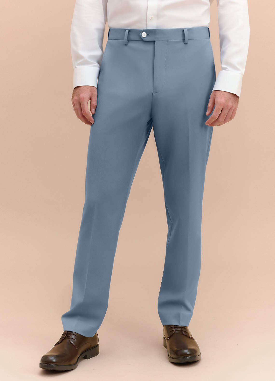 front James Dusty Blue Structured Stretch Dress Pants
