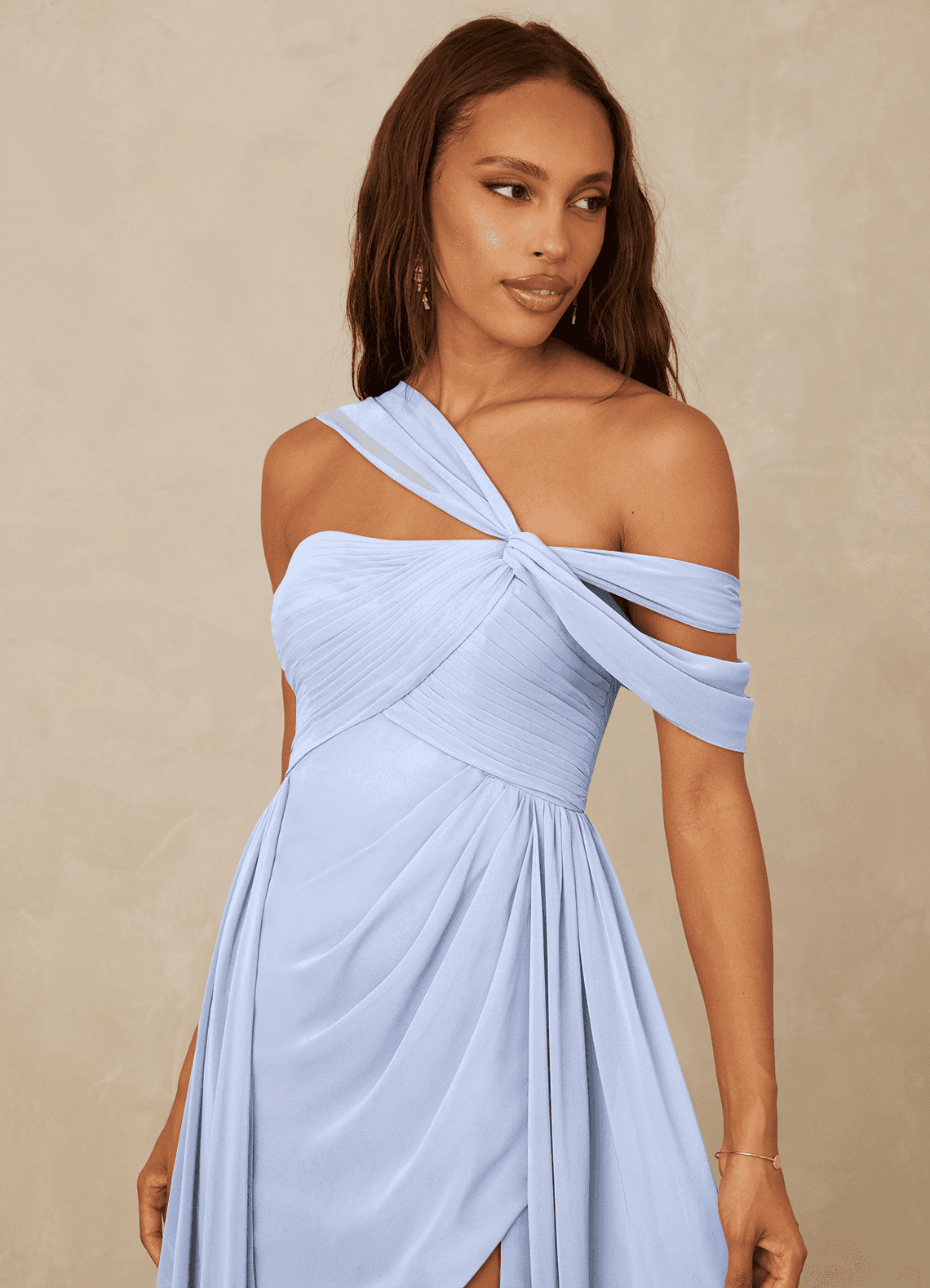 Christian Siriano Bridal for Azazie 1014 Bridesmaid Dresses Ice A-Line Off the Shoulder Chiffon Dress image6