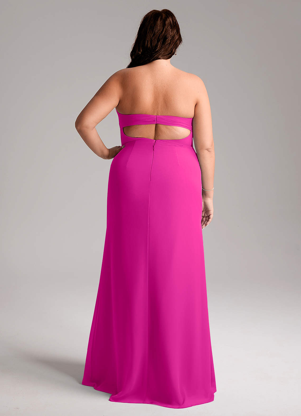 Azazie Leonis Bridesmaid Dresses Fuchsia Sheath Strapless Chiffon Convertible Dress image8