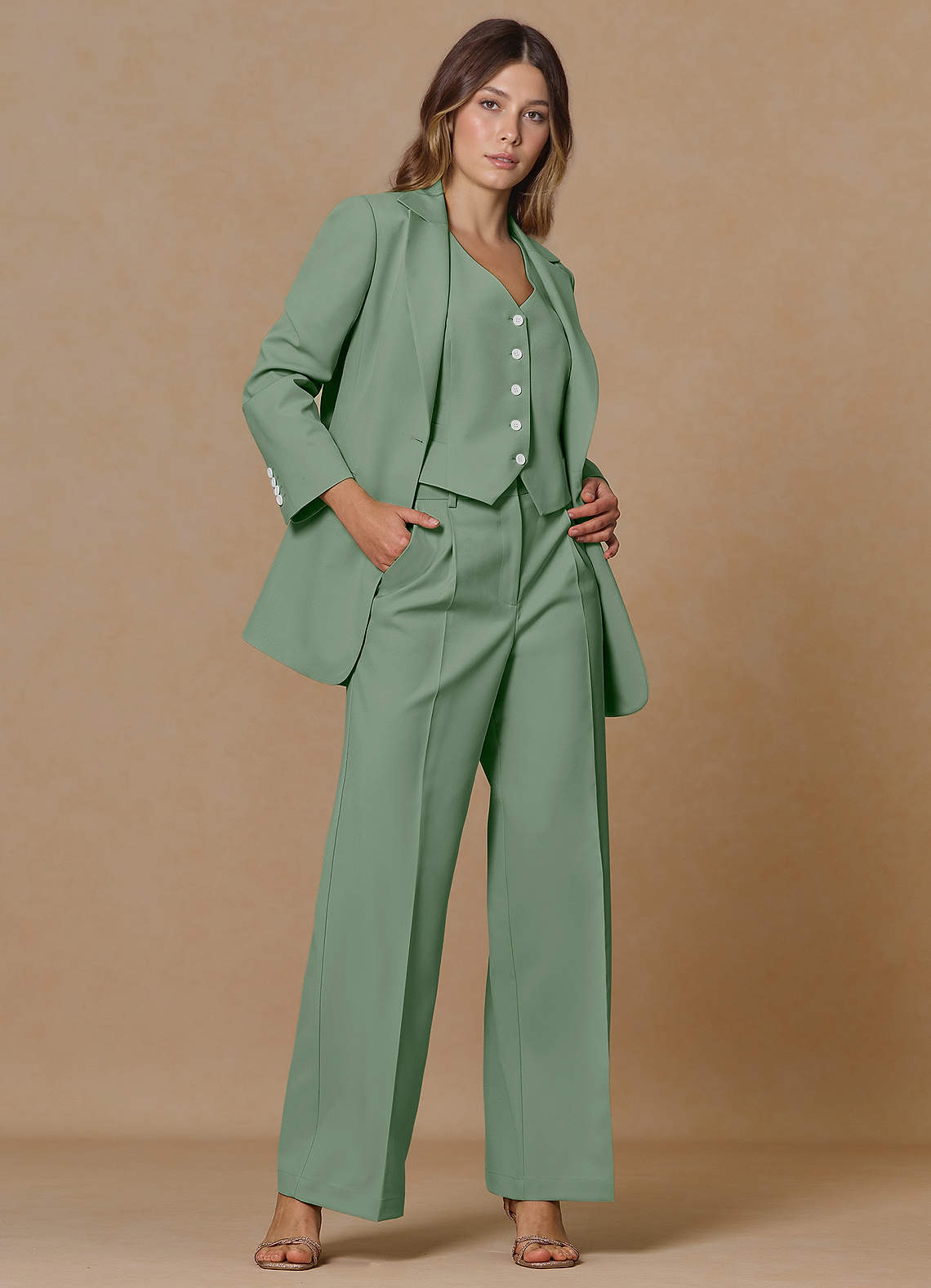 front Rowan Matcha Refined Weave Performance pants