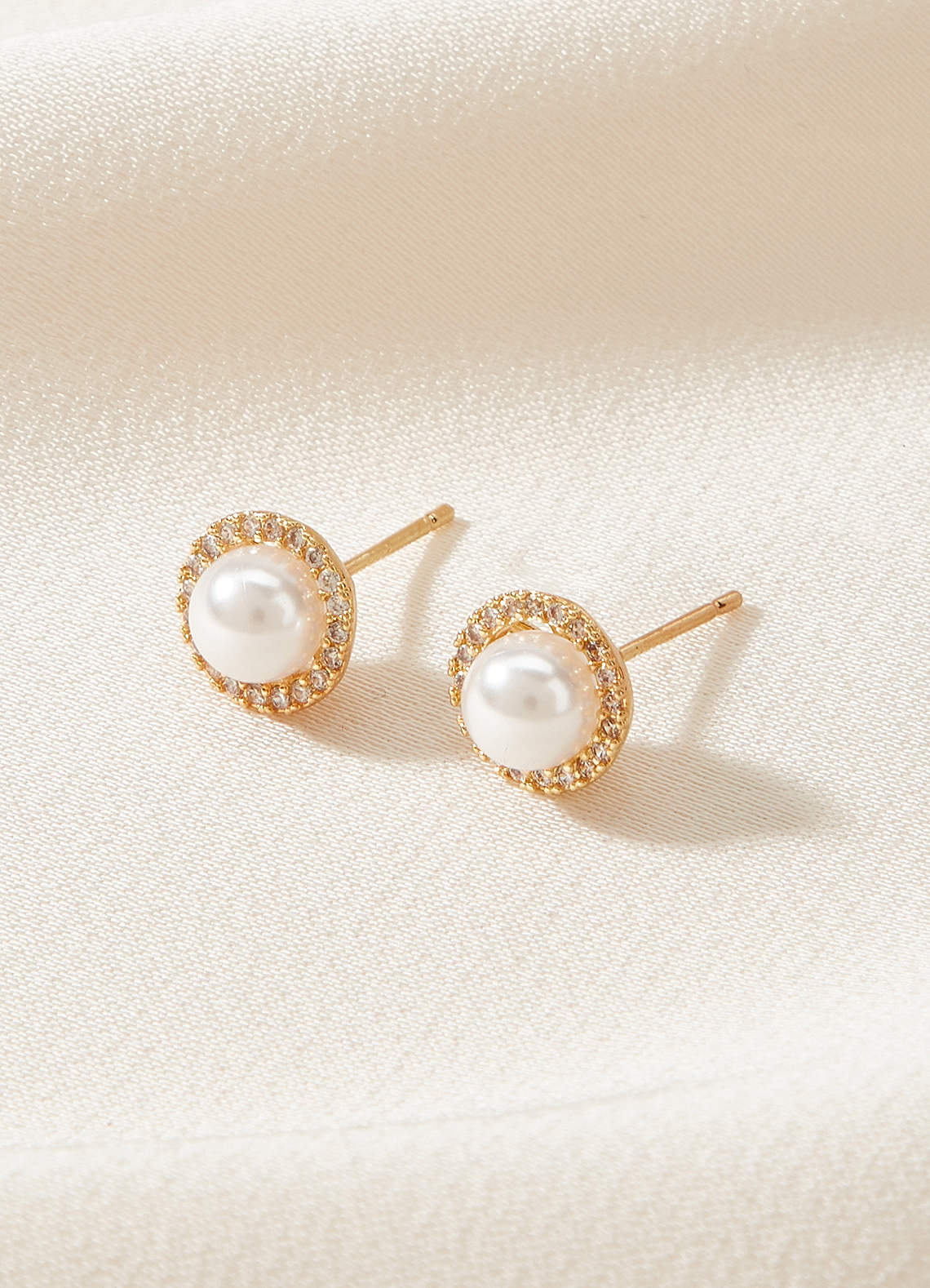 front Pearl Halo Stud Earrings