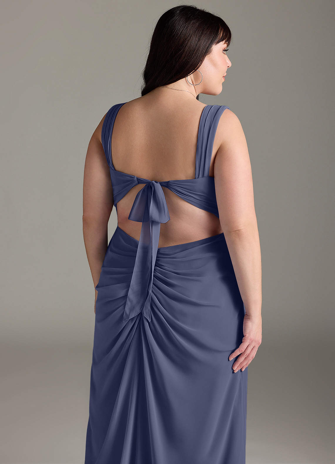 Azazie Jesaphine Bridesmaid Dresses Stormy Sheath Bow Chiffon Dress image13