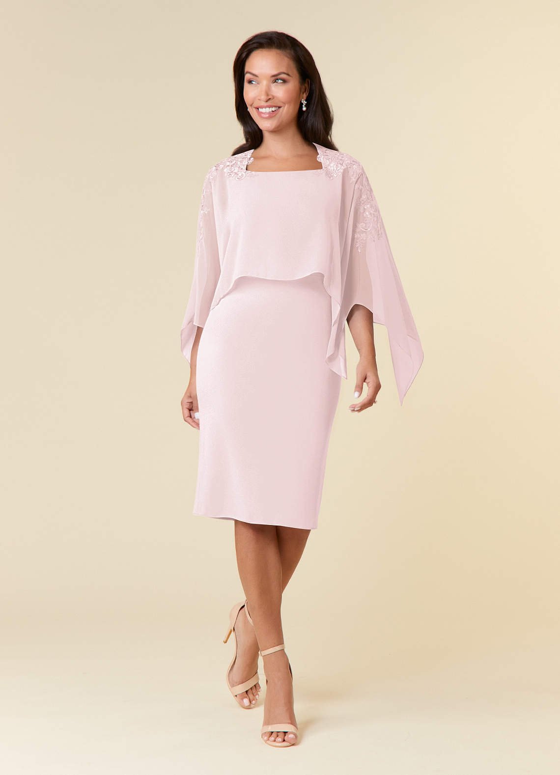 Azazie Maryam vestidos de madre de la novia Vestido de Rosa Rubor de Gasa de Recto con Encaje image1