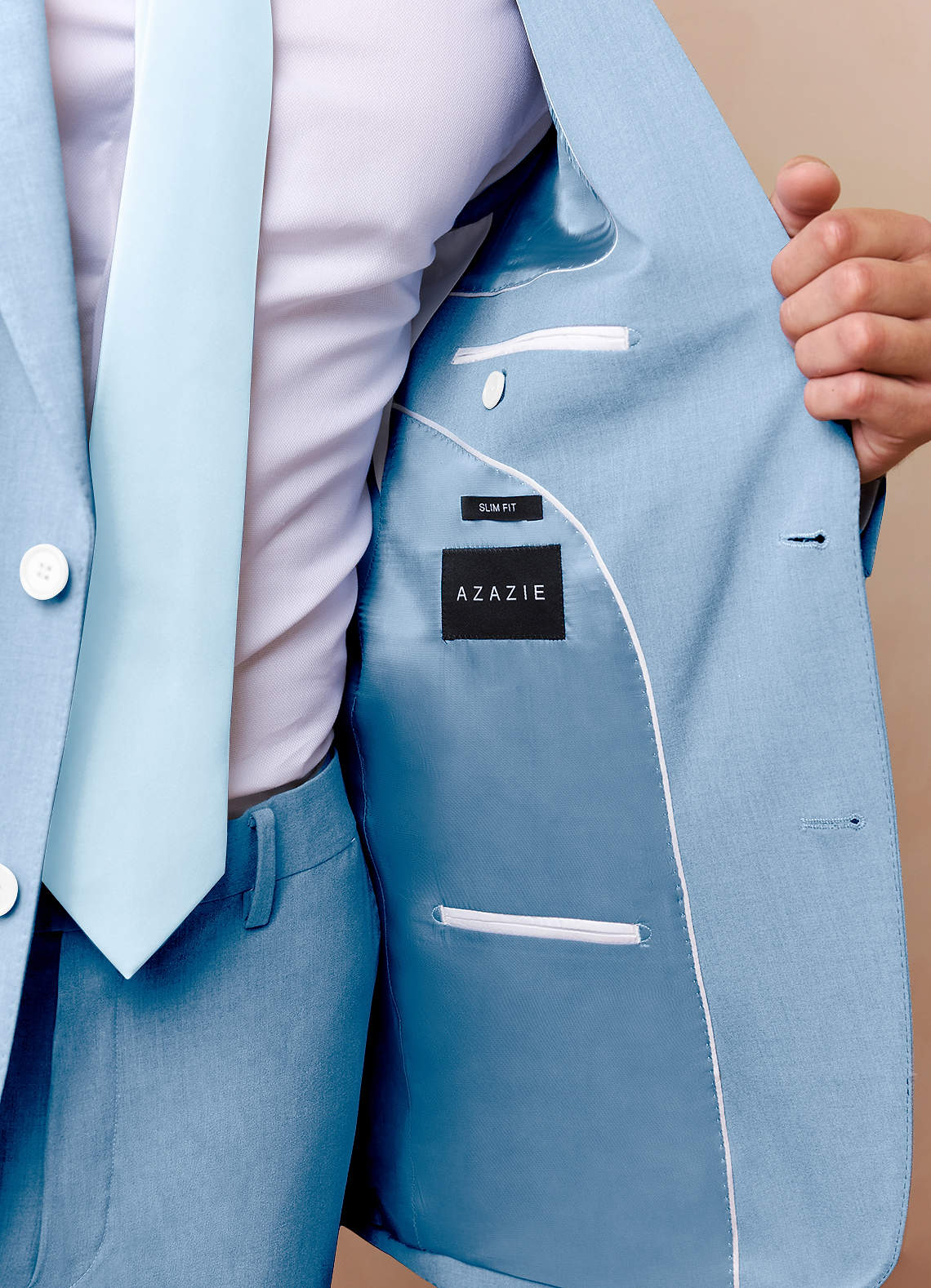 front James Sky Blue Structured Stretch Suit Jacket