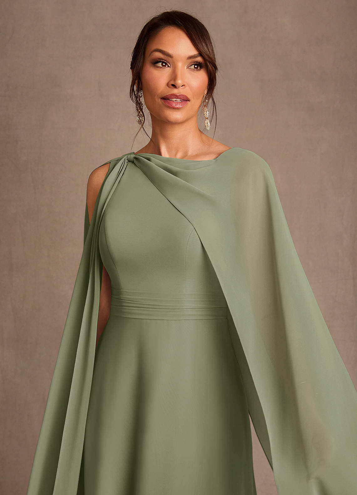 pleated chiffon dress Pleated Chiffon Long Sleeve Tea Length Gown