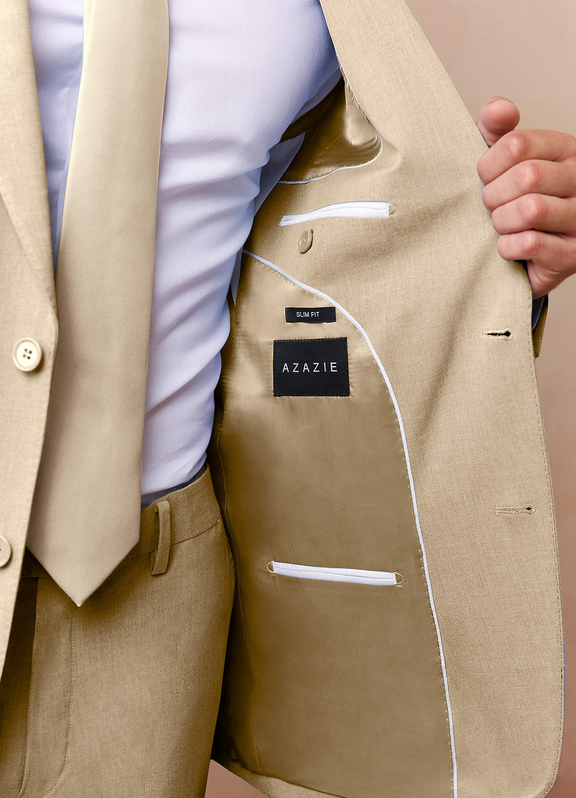 front James Champagne Structured Stretch Suit Jacket